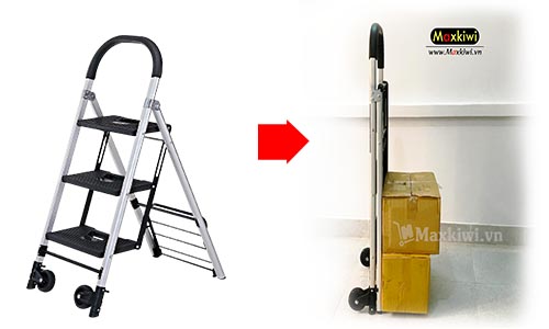 Thang xếp kết hợp xe đẩy hàng