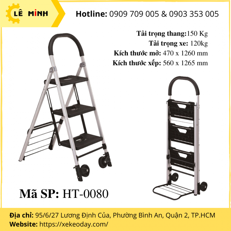Xe đẩy hàng kết hợp thang xếp mã HT-0080